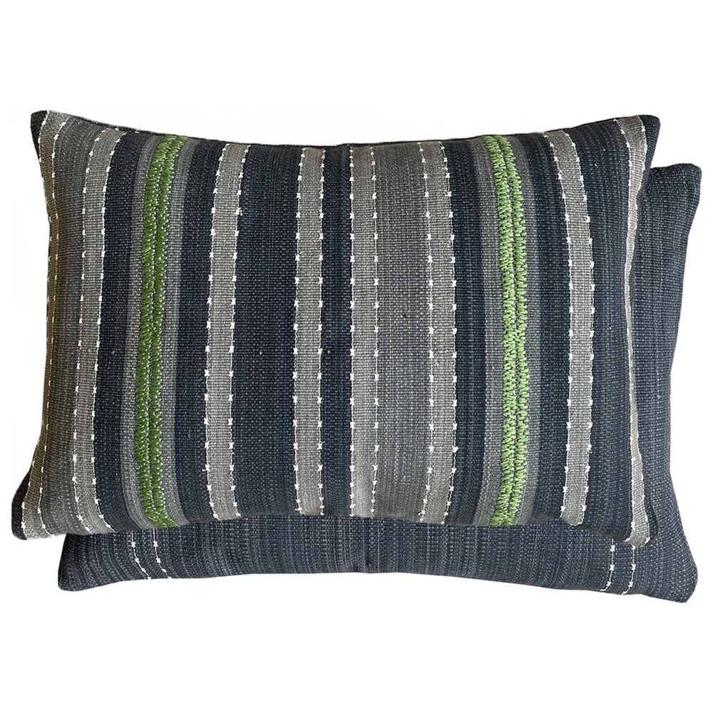 Naraya Cotton Embroidered Cushion by William Yeoward in Sage Green